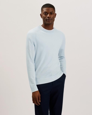 Pull Ted Baker Silk Blend Crew Neck Bleu Homme | FHN-38119407